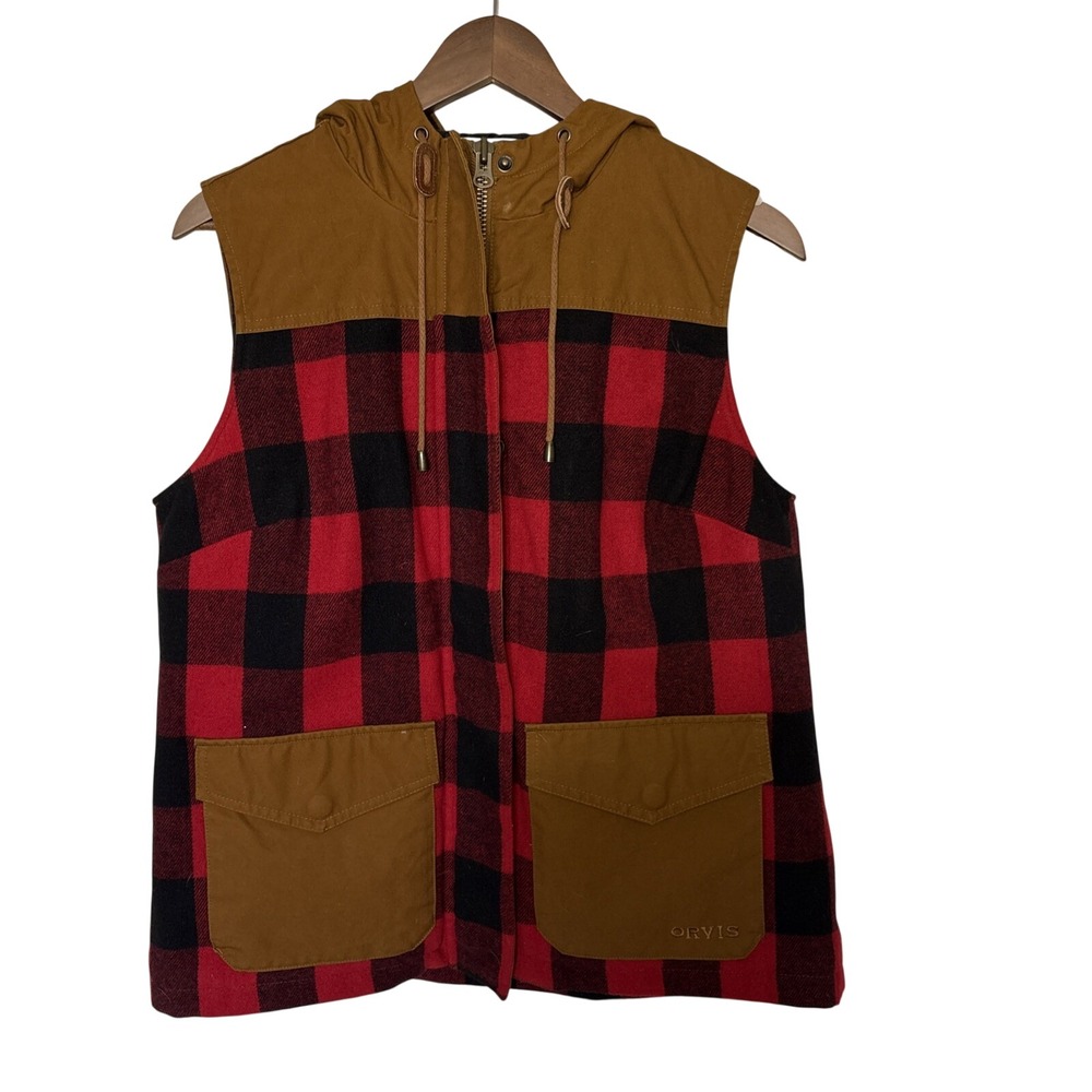Orvis Field Fresh Women's Wool Vest Buffalo Plaid Winter Layering Cabin Medium - Picture 1 of 6